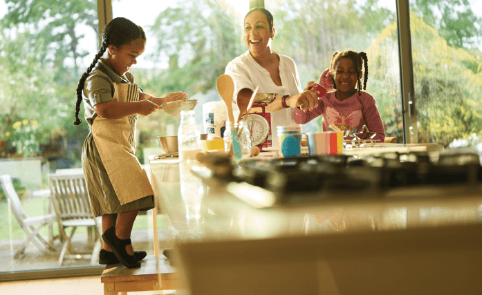 Girl with achondroplasia cooking