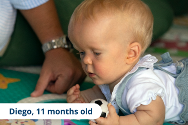 Diego, child with achondroplasia playing